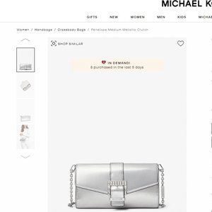 NWT Michael Kors Penelope Silver Clutch Purse